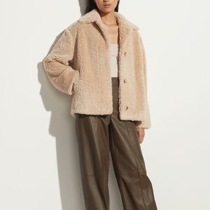 Vince Light Fauna Textured Faux Fur Jacket M